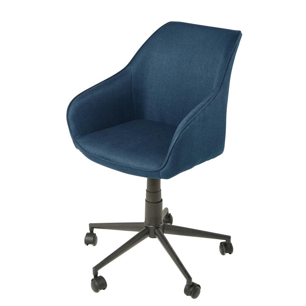 Jake Business - Fauteuil de bureau réglable à roulettes bleu et métal noir