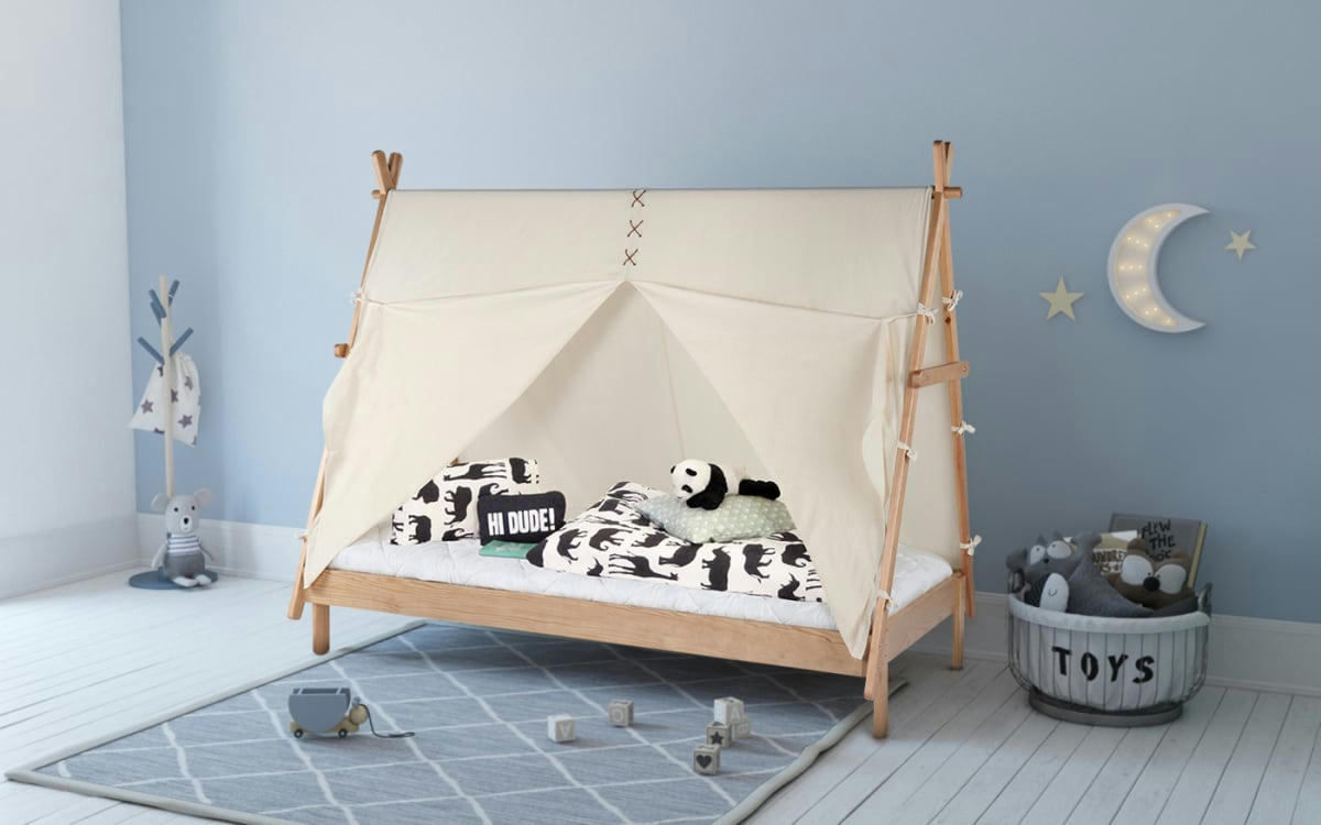 APACHE - Lit enfant effet bois 90x200