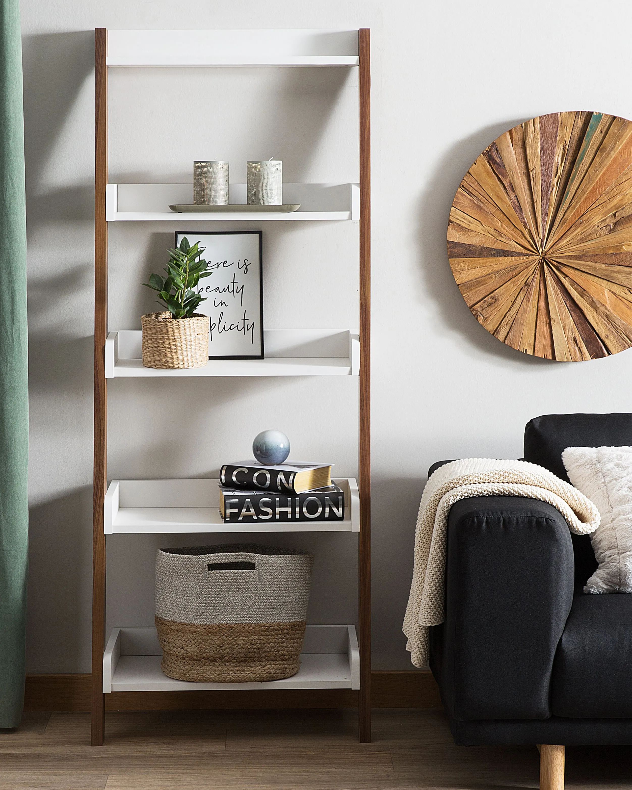 5 Tier Shelving Unit MOBILE TRIO 164 cm Brown/ White