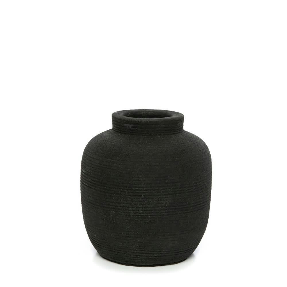 PEAKY - Vase en terre cuite noire H14