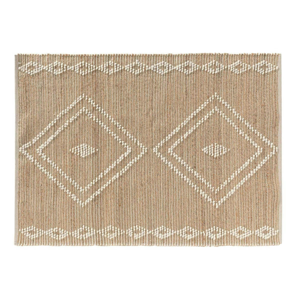 FLOTY - Tapis rectangle jute uni laine coton 120x170cm