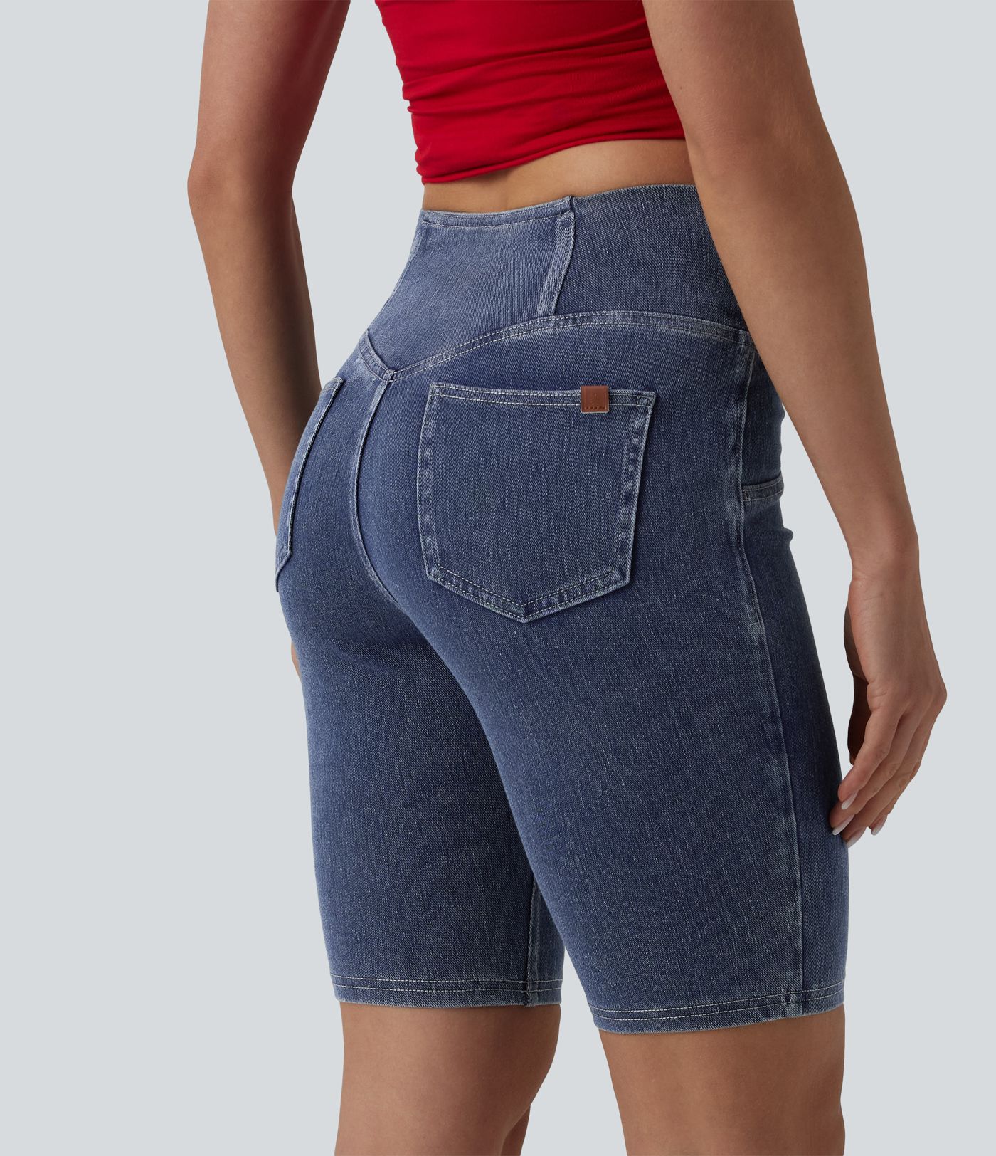 Short denim skinny décontracté Halara Flex™ croisé taille mi-haute 23 cm avec poches