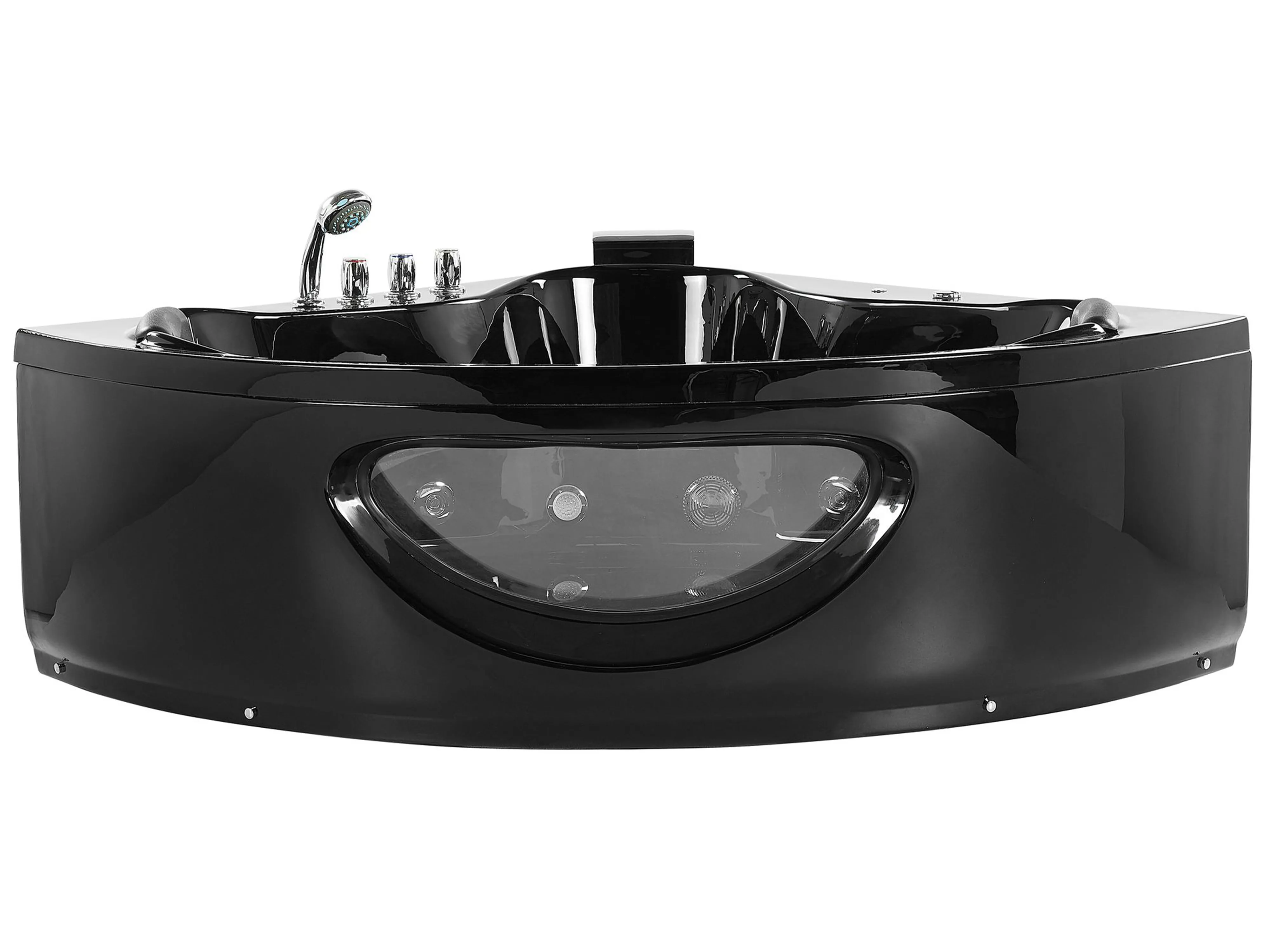 Corner Hot Tub with LED TOCOA 1900 x 1380 mm Black