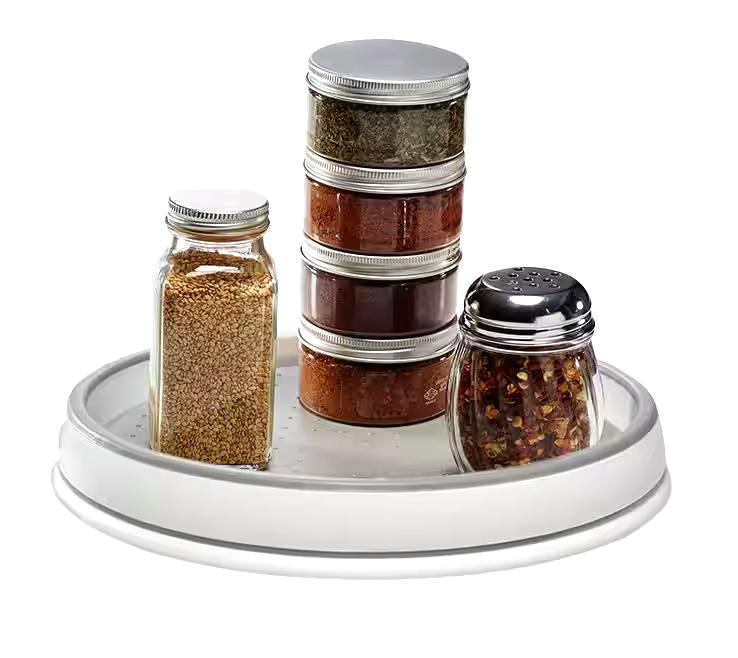 Madesmart Lazy Susan Turntable Organizer For Kitchen Cupboard/Cabinet, White, 10-in
