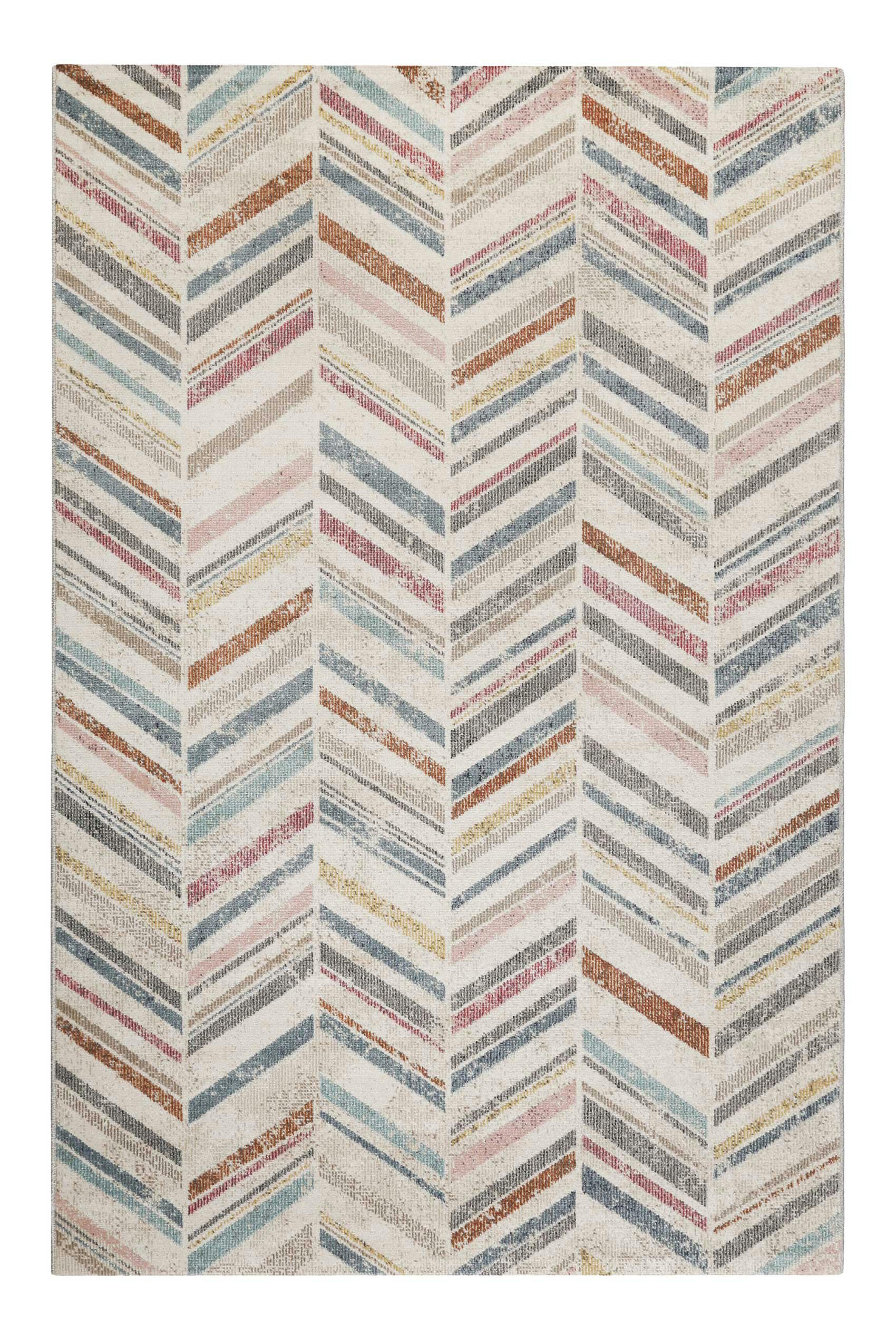 CABANA - Tapis exterieur tissé plat motif chevrons vintage coloré 80x150