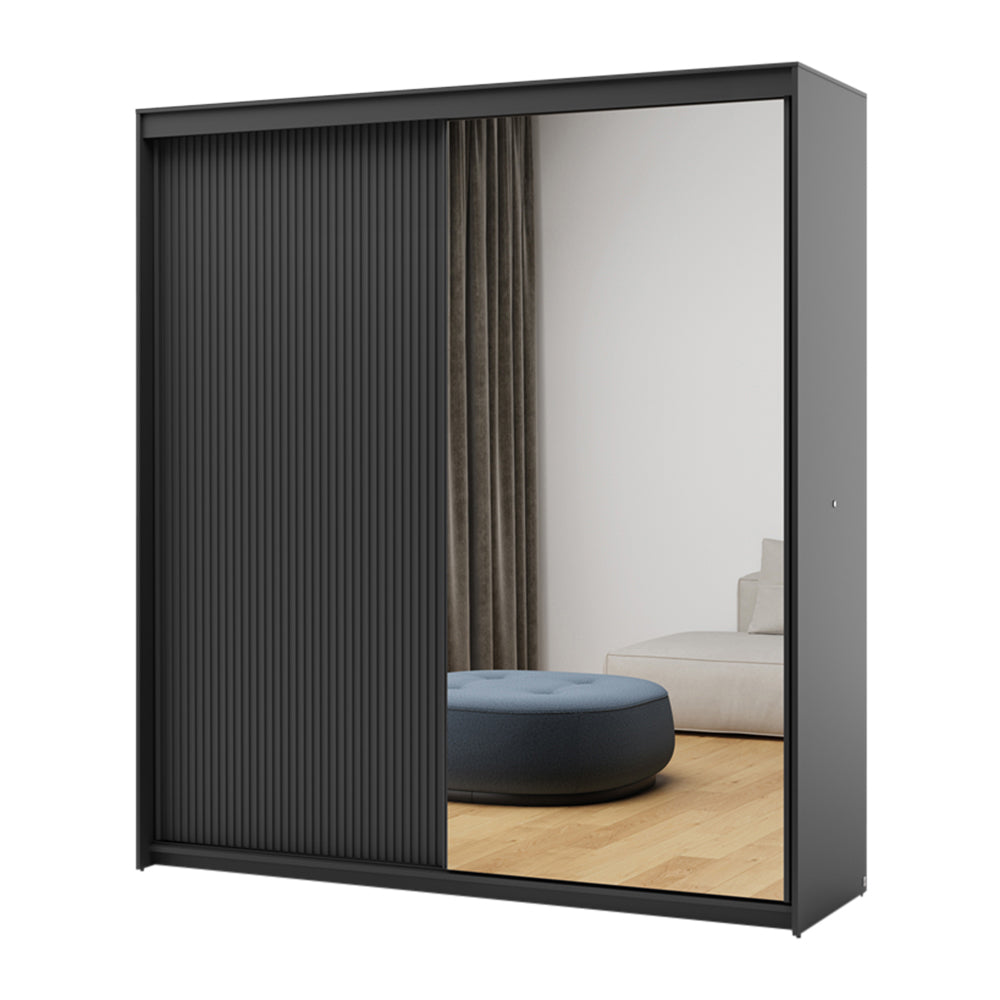 by fonQ Brive Kledingkast met 2 Schuifdeuren en Verlichting - Zwart