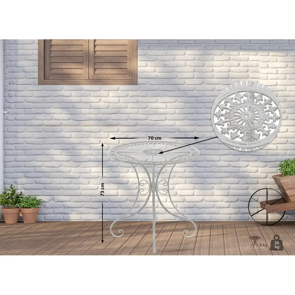 CLP Bijzettafel tuin Hari Metaal - antiek/wit