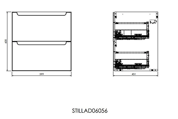 Naturel Meuble de salle de bain avec lavabo Naturel Stilla 60x60x45 cm blanc (STILLAD06056U2)