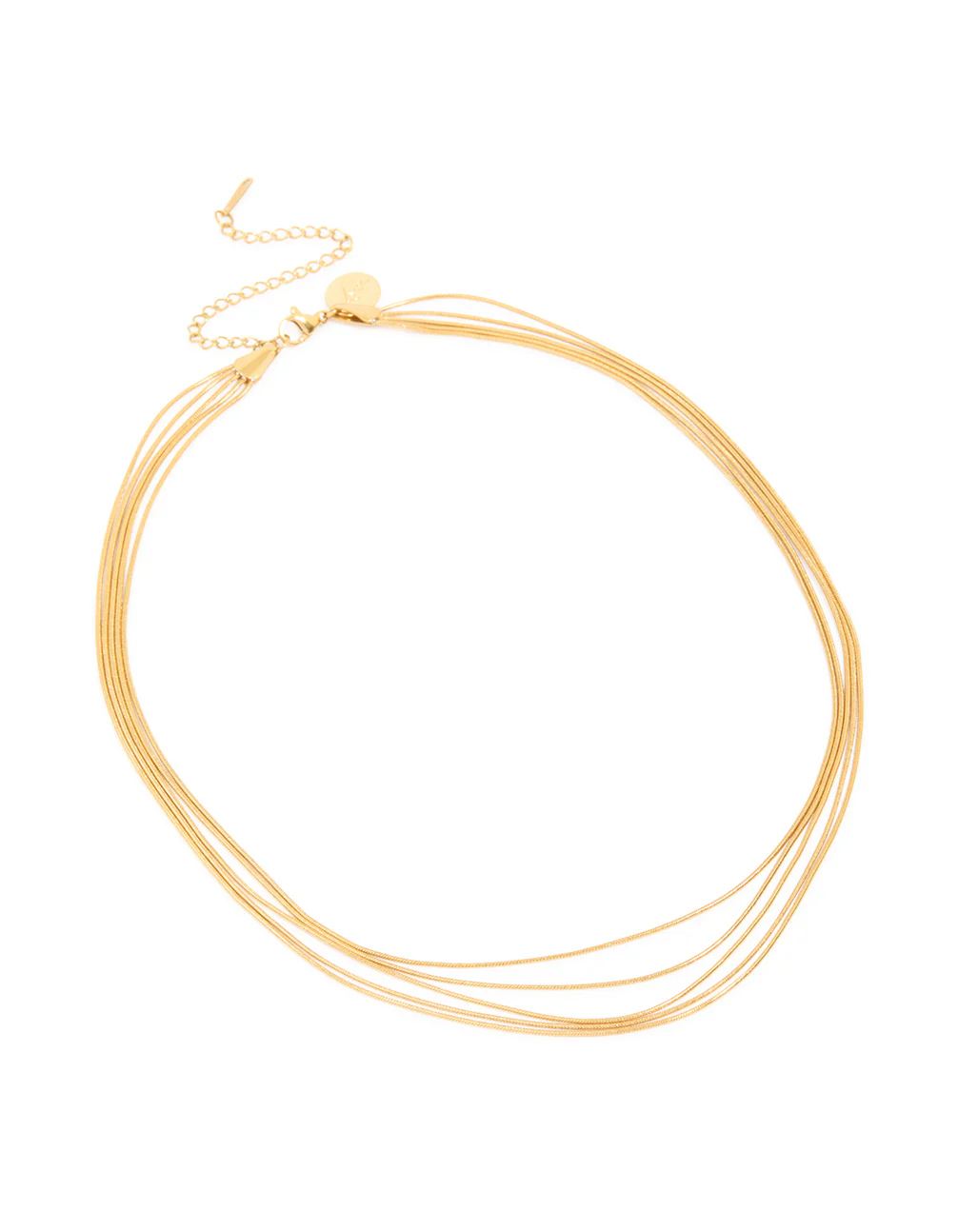 Waterproof Gold Plated Stainless Steel Multi Snake Chain Layered Necklace
