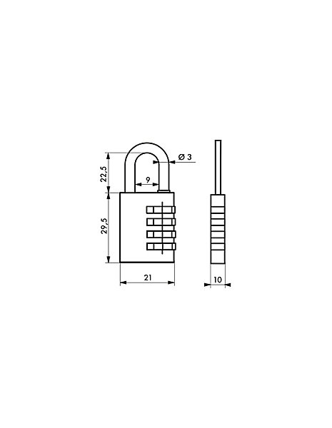 Cadenas à code 208, bagage, 21mm, 3 chiffres - THIRARD