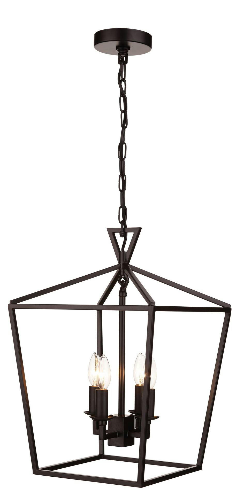CANVAS Holden 4-Light Caged Shade Chandelier, Black Metal