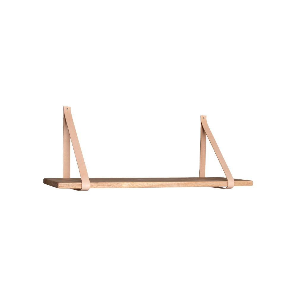 Etagère murale en bois et cuir brun 80 cm TALLINN