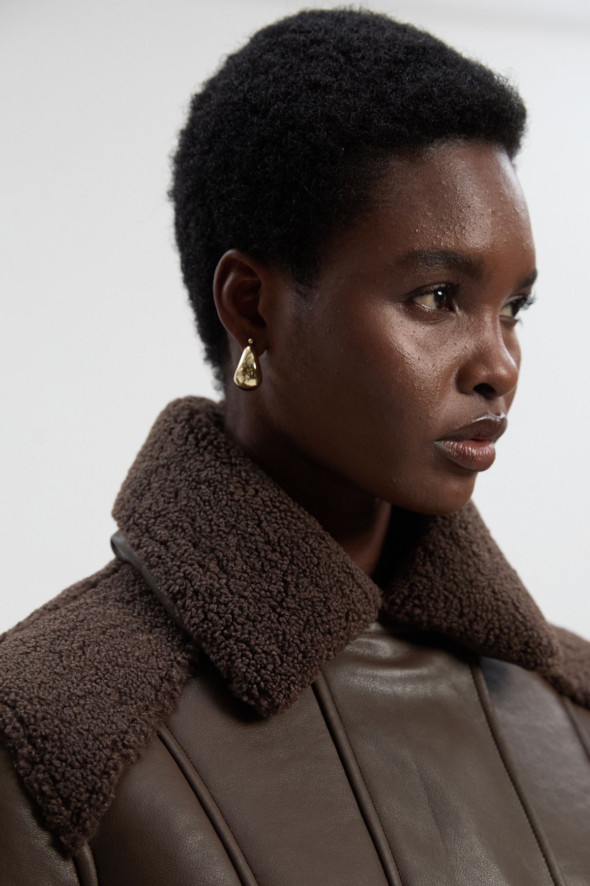 KarenMillen Petite Faux Fur Aviator Longline Coat