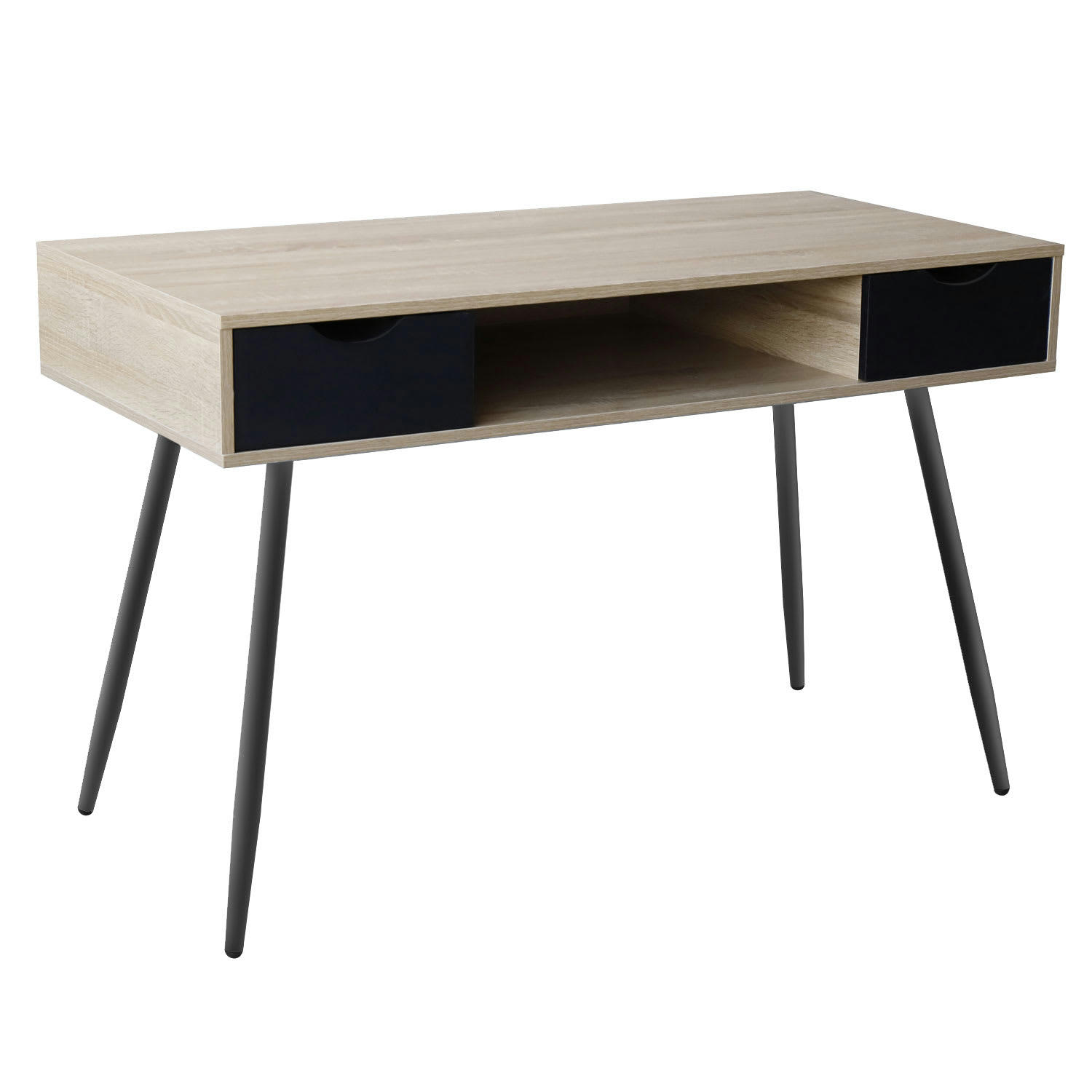 BJORN - Bureau style scandinave bois avec tiroirs noirs