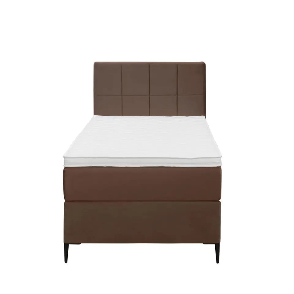 Boxspring Liv geblokt - bruin - 90x200 cm - slanke poot