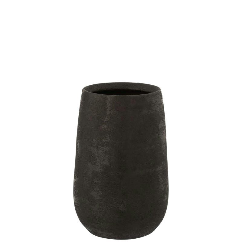 IRRÉGULIER - Vase rugueux céramique noir H31cm