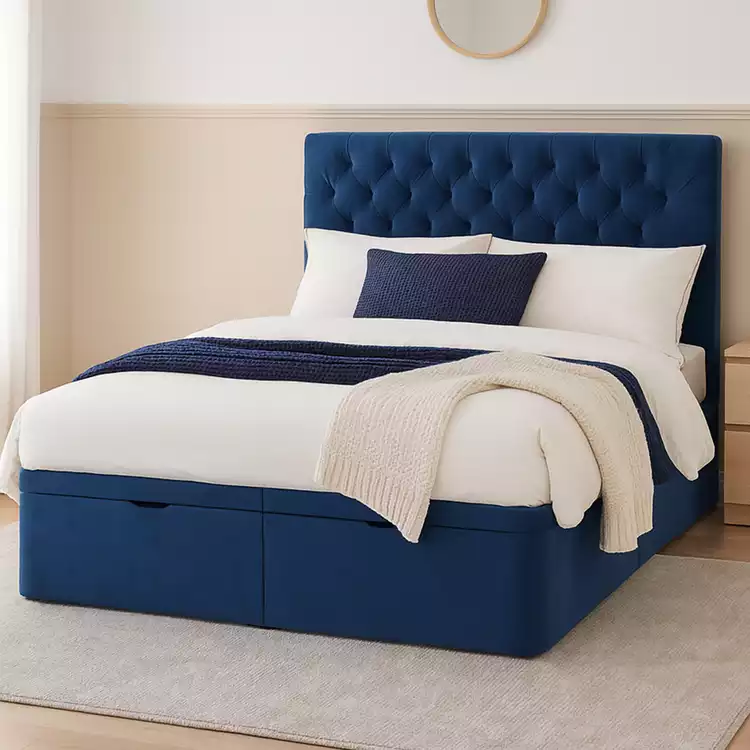 Millbrook Chester Double Fabric End Lift Ottoman Bed - Blue