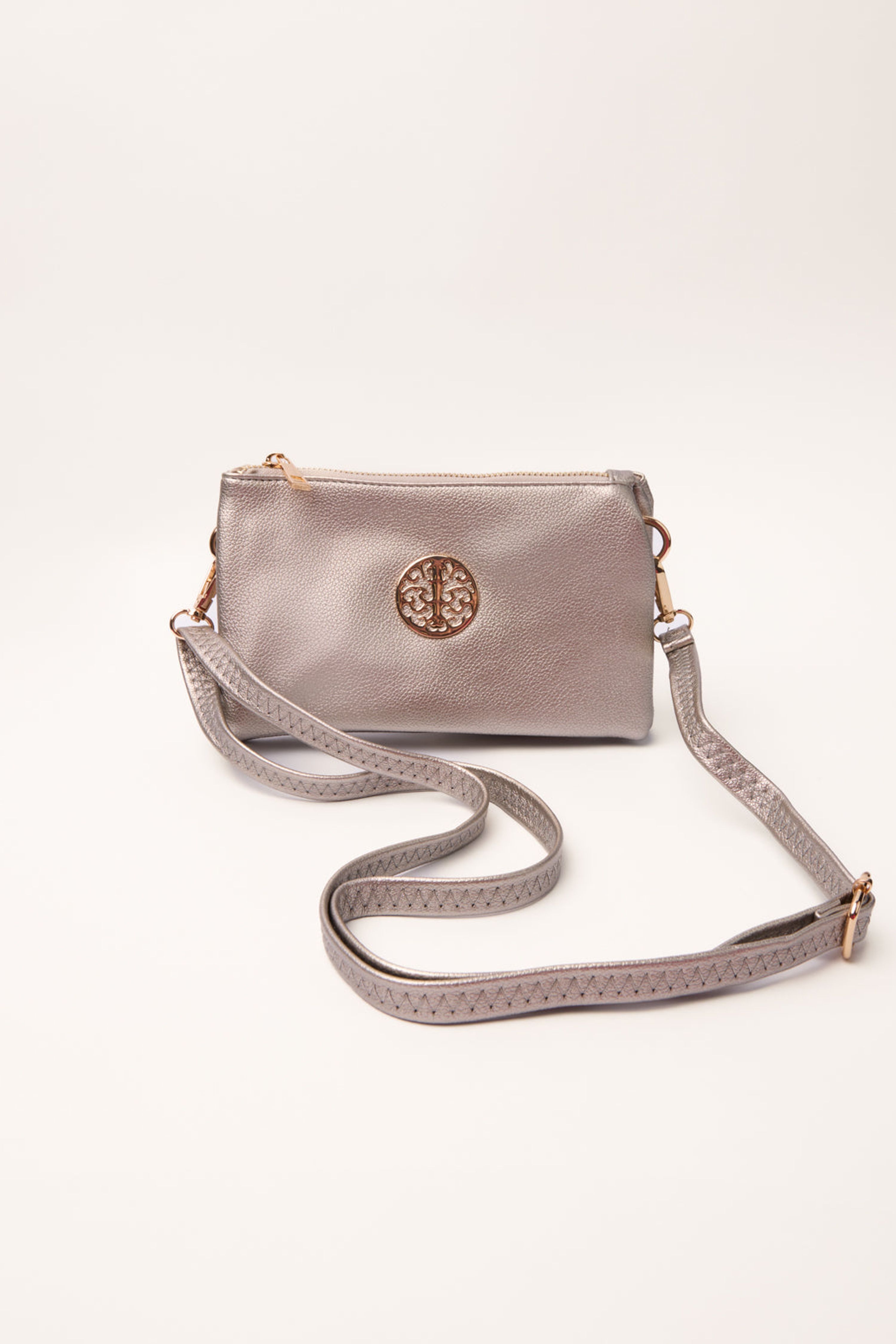 Blue Vanilla Detailed Zip Up Purse With Detachable Strap
