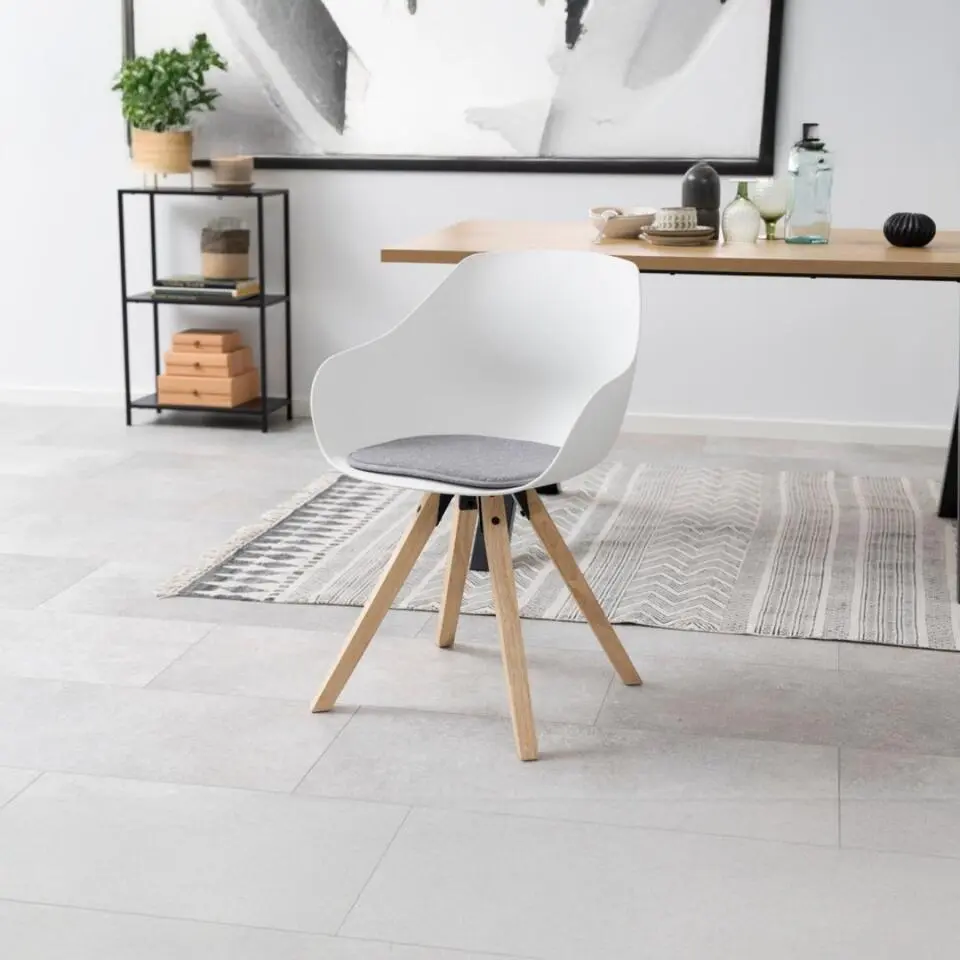 Eetkamerstoel - Lichtgrijs Stof - Zithoogte 48,5cm - Yorna - Set van 2