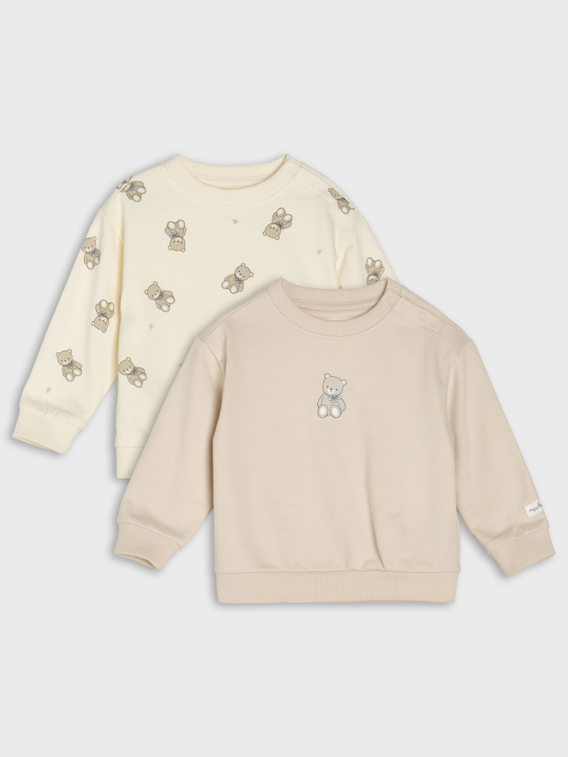 Bawełniane bluzy crewneck z nadrukiem misiów 2 pack