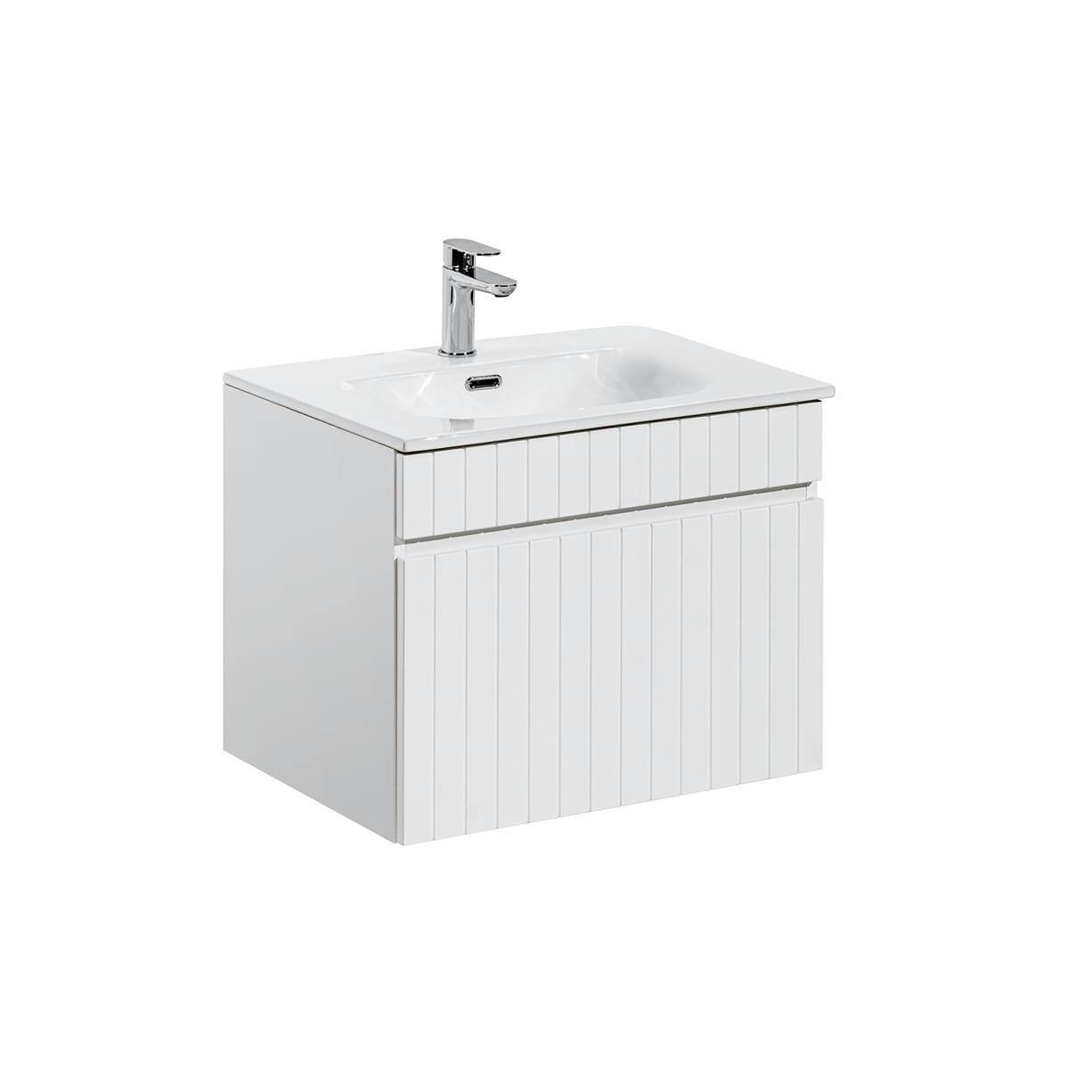 - Meuble simple vasque encastrée 60cm blanc