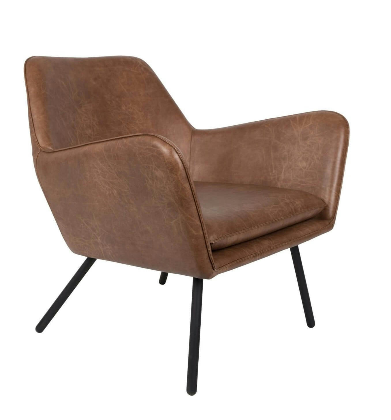 ALABAMA - Fauteuil de salon aspect cuir vintage marron