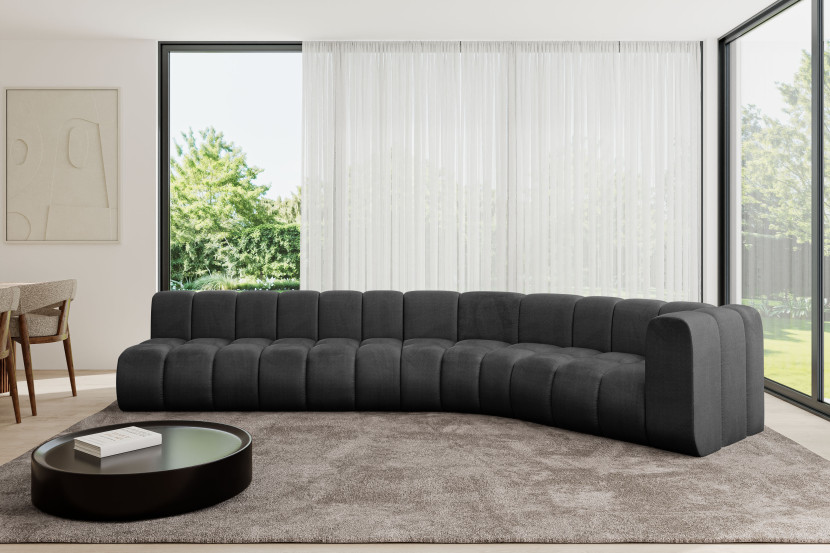 Narożnik prawostronny modułowy Karex-L2 - 399x194x70 cm Czarny