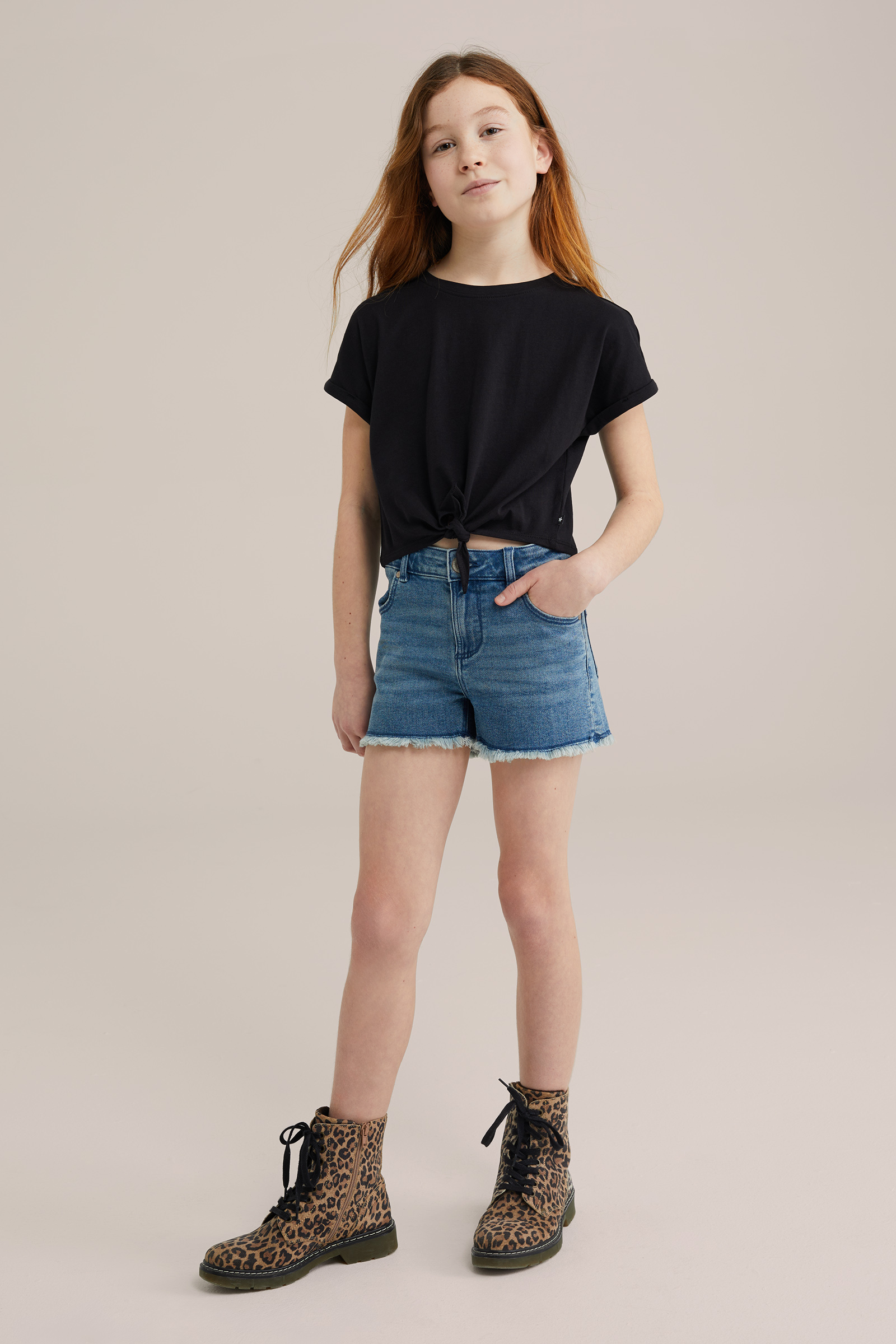 Meisjes T-shirt met knoopdetail