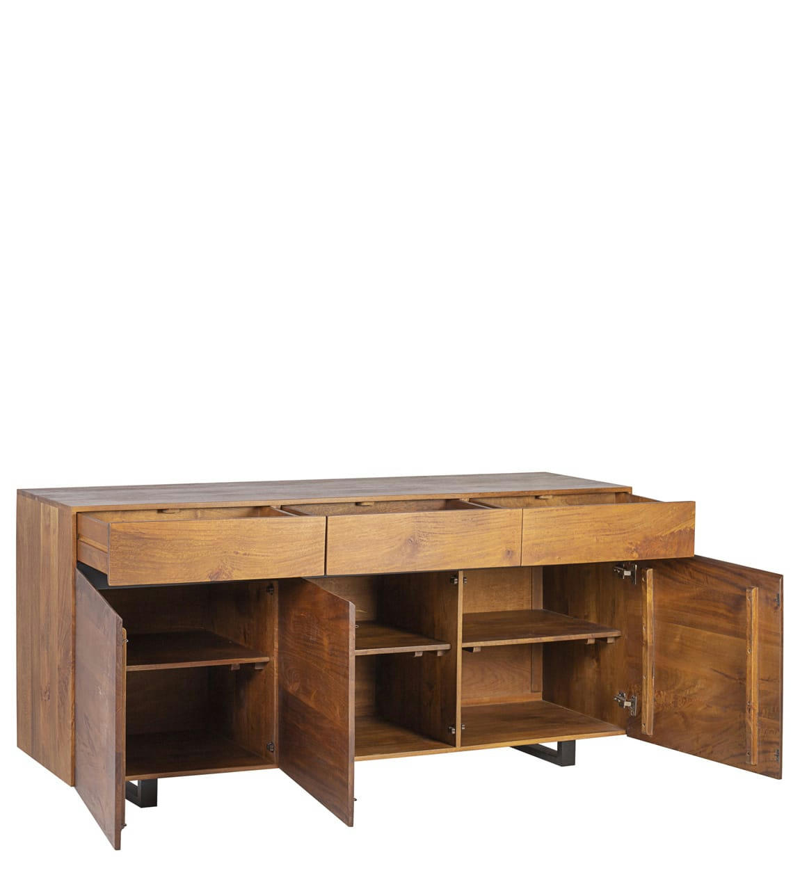 - Buffet en bois marron et fer noir L180