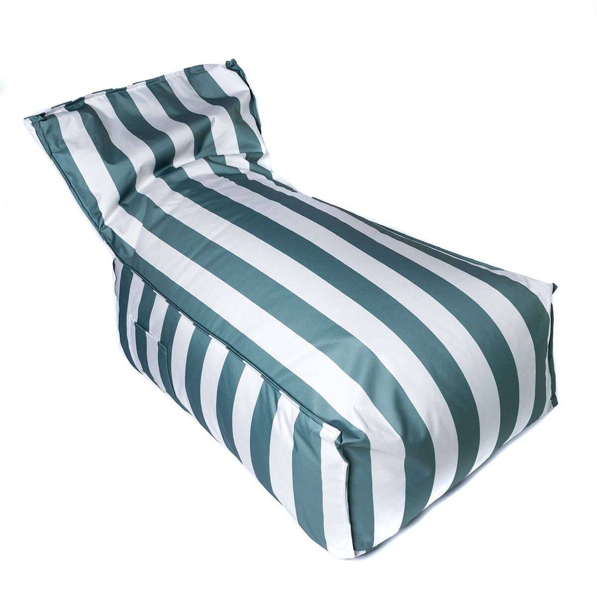 Pufe sofá impermeável riscas branco e verde