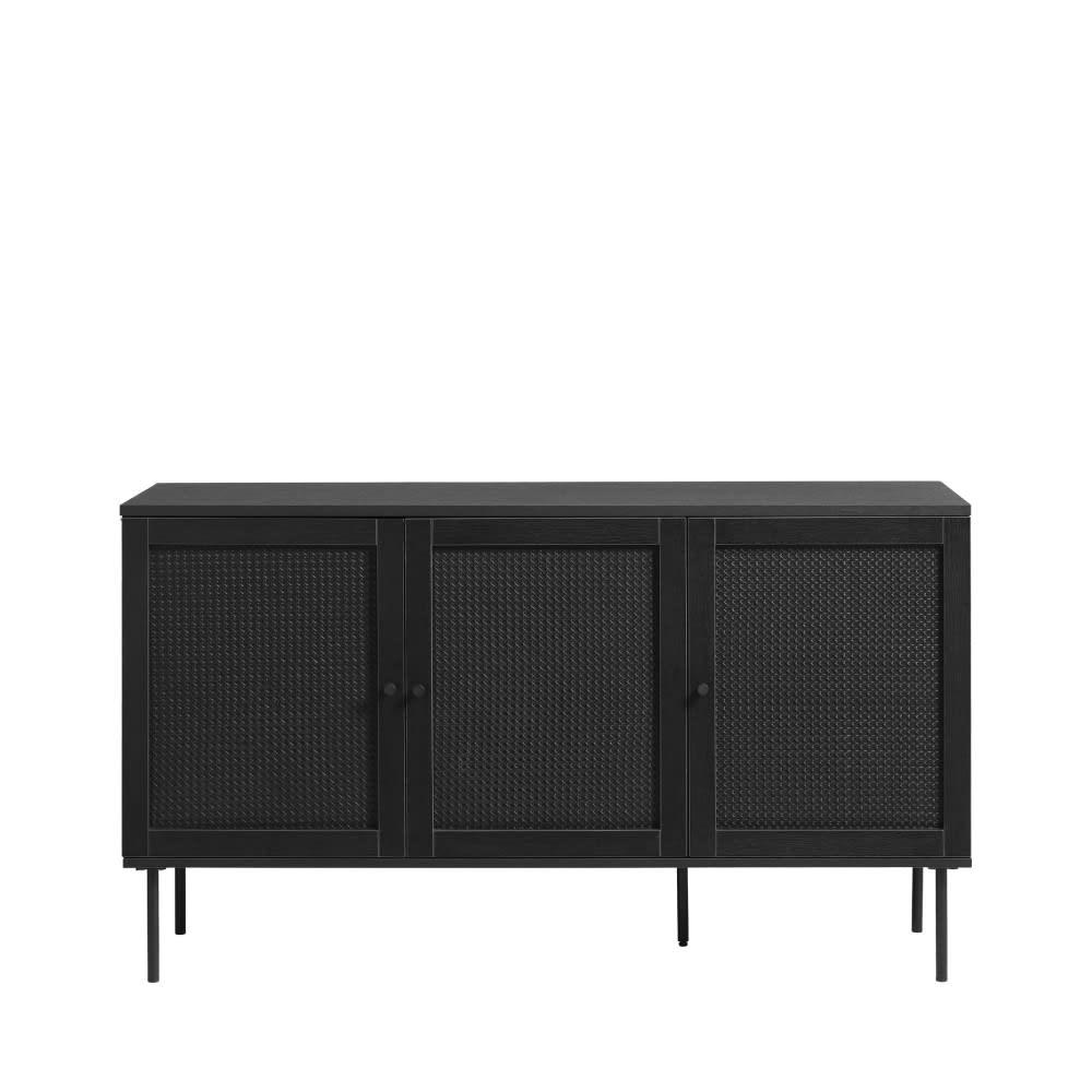 RINTO - Buffet 3 portes en bois et métal L140cm noir
