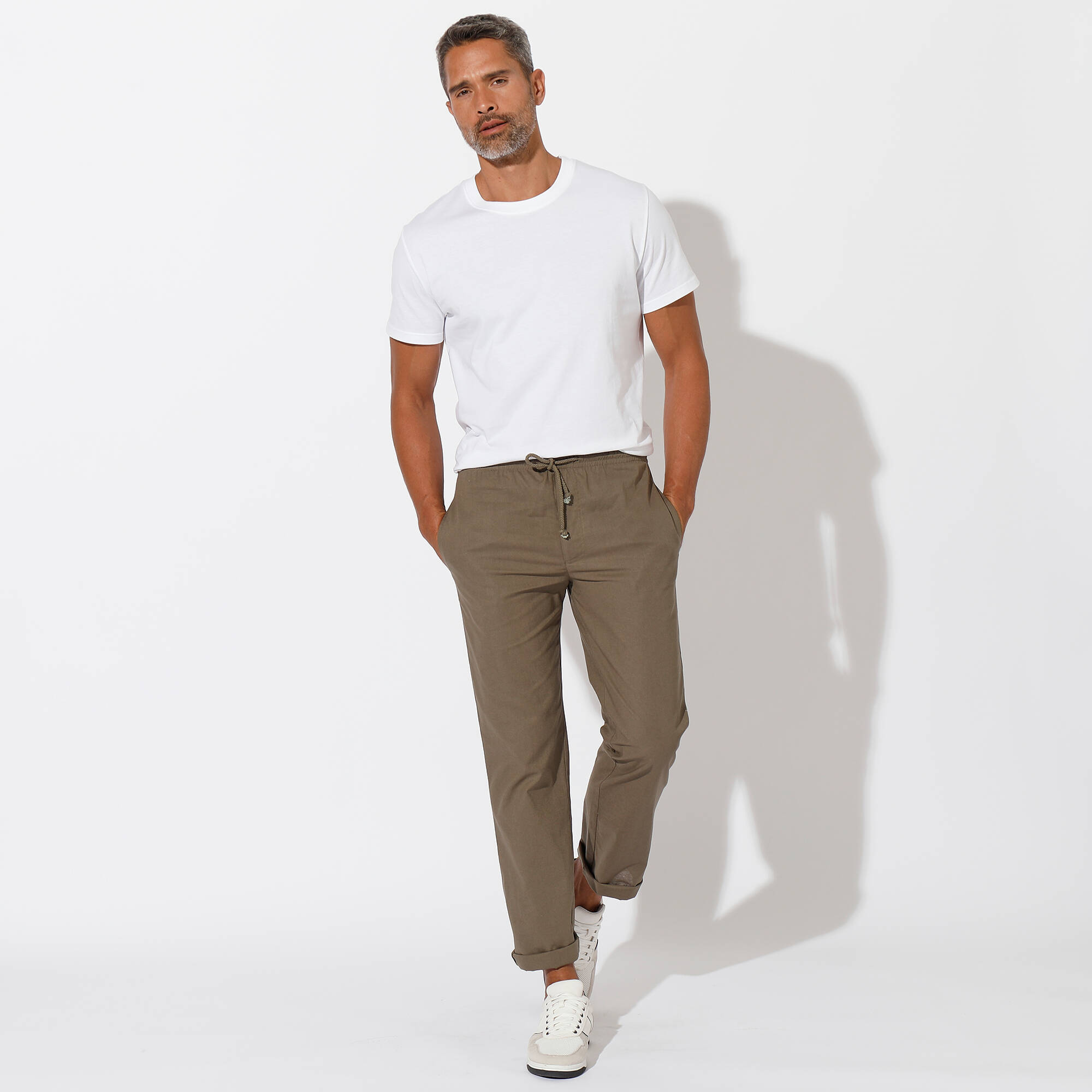 Pantalon toile ceinture élastiquée