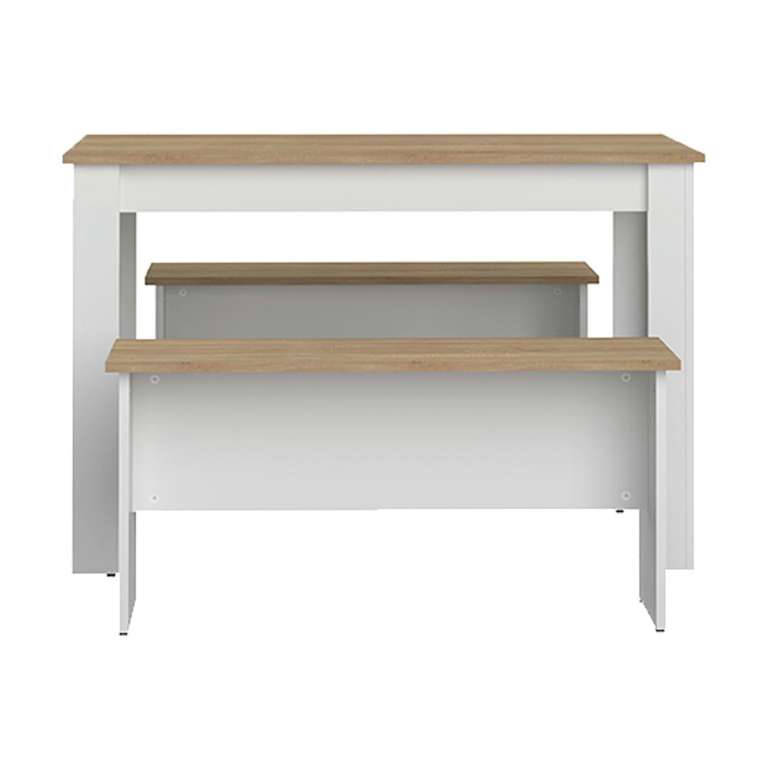 NICE - Table effet bois blanc et chêne naturel