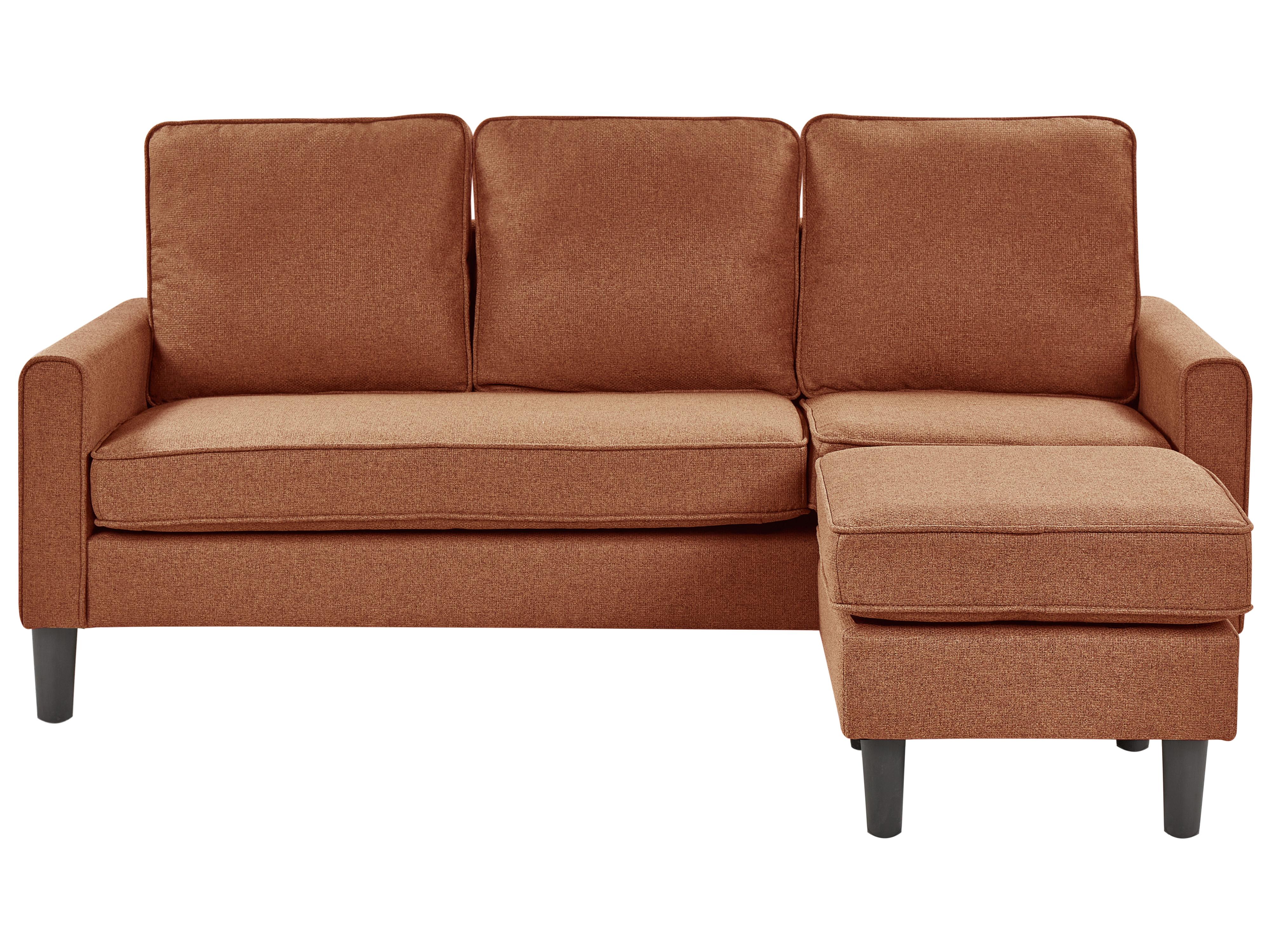 Sofa 3 Seater AVESTA Fabric Golden Brown with Ottoman