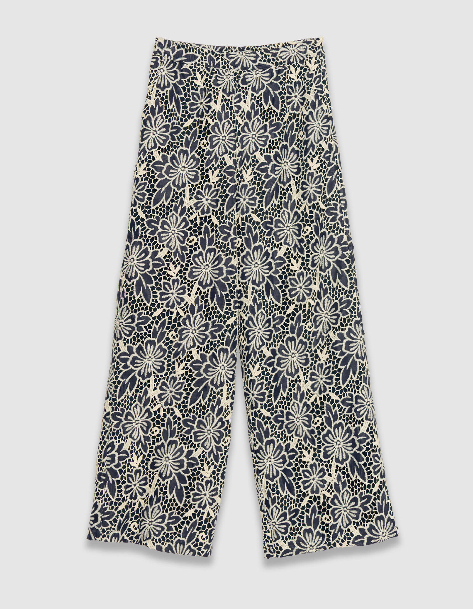 Pantalon marine dentelle écrue Femme
