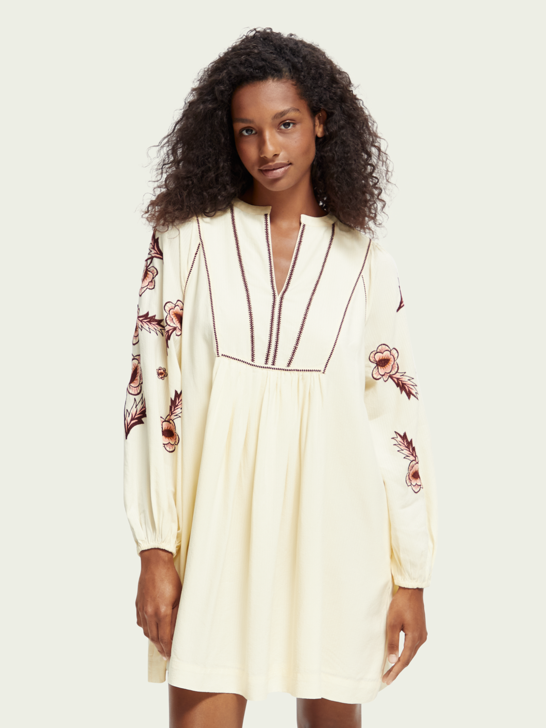 Embroidered Seersucker Dress