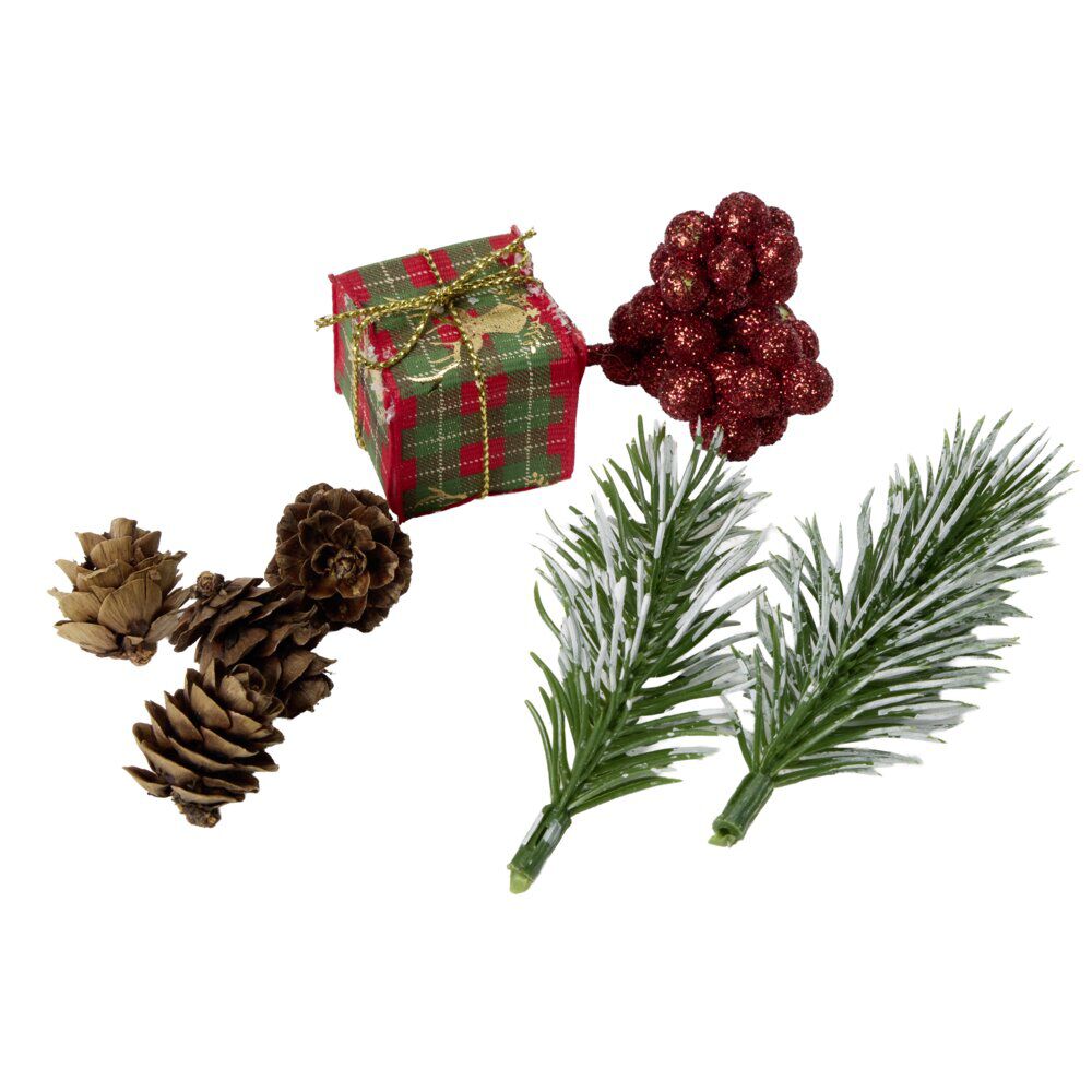 Décoration de table nature et cadeau No&euml;l L2X2XH3 cm rouge