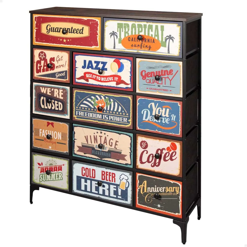 Max Home Vintage-Retro Chest Of Drawers 14 drawers