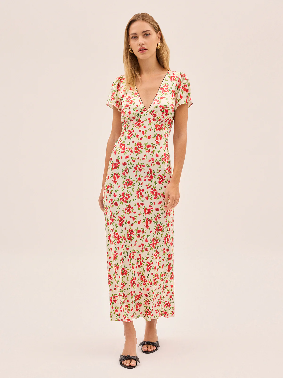 Talia Red Petal Print Dress