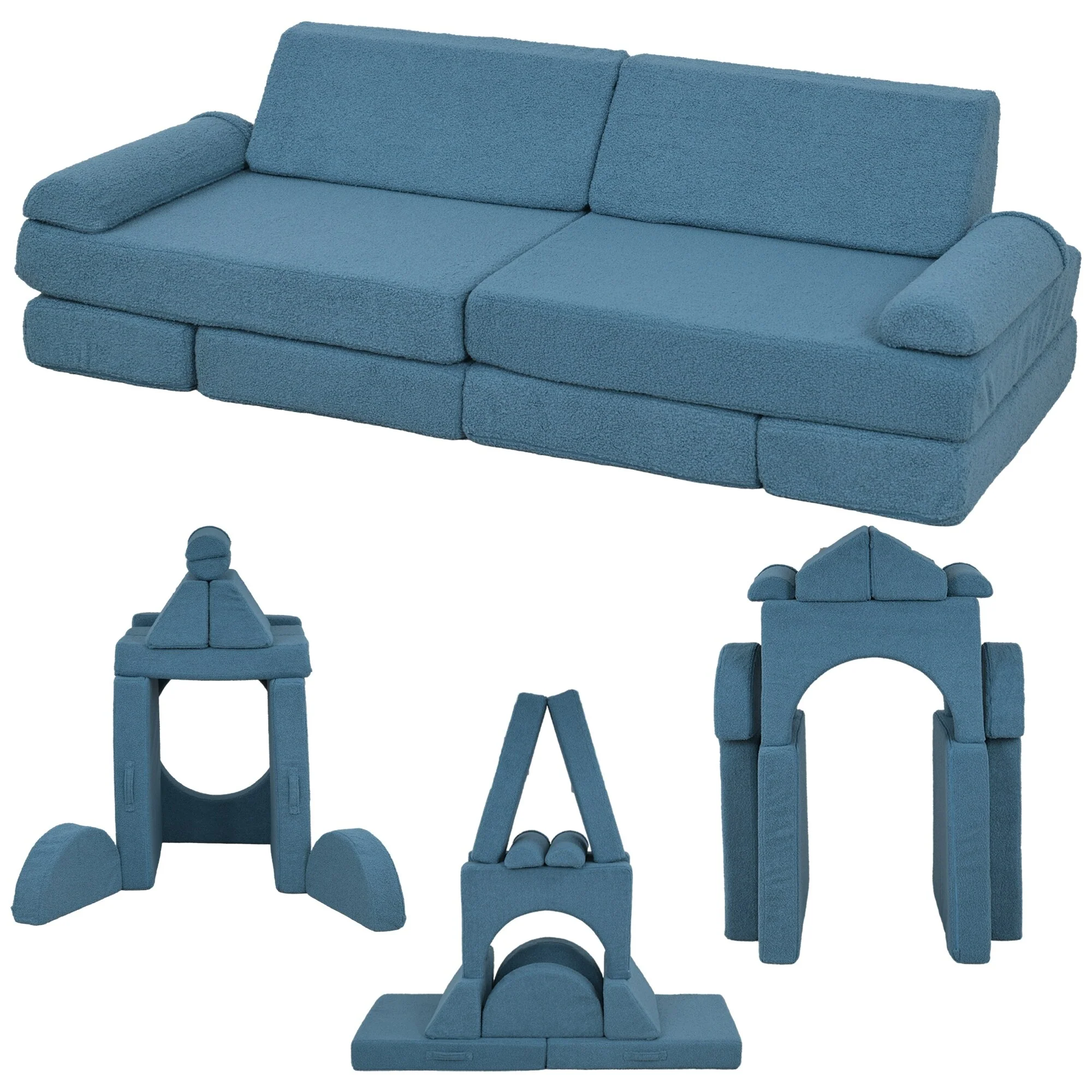Modern Foam Play Couch Set with 12 Modular Pieces and Washable Covers for Creative Toddler Play and Learning Spaces