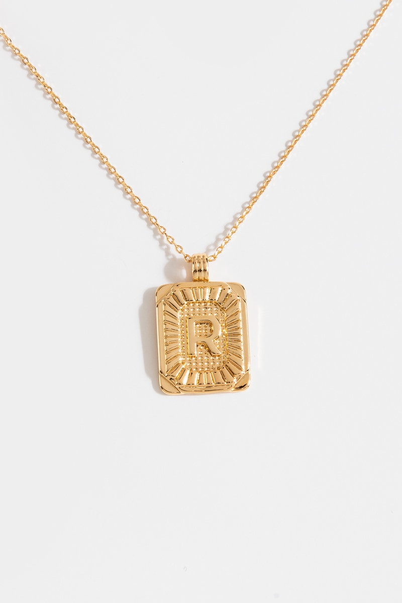 Initial ID Tag Pendant Necklace
