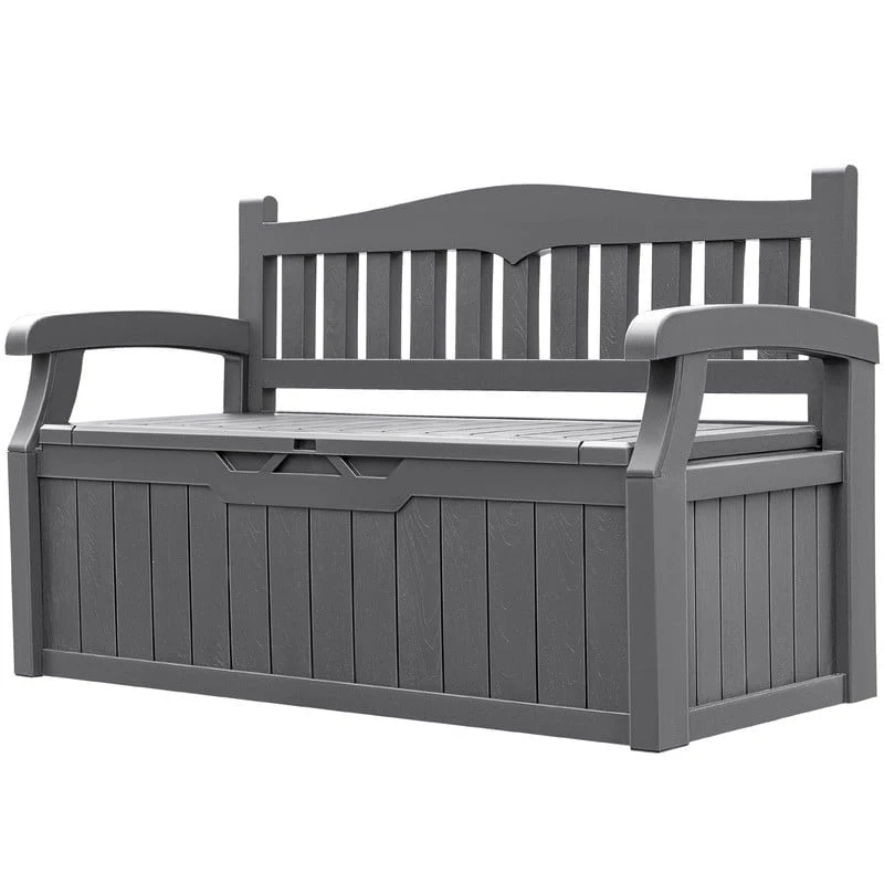 Furniwell 80 Gallons Storage Benches Deck-Box Water Resin Organized Storage Outdoor Patios and Lawns