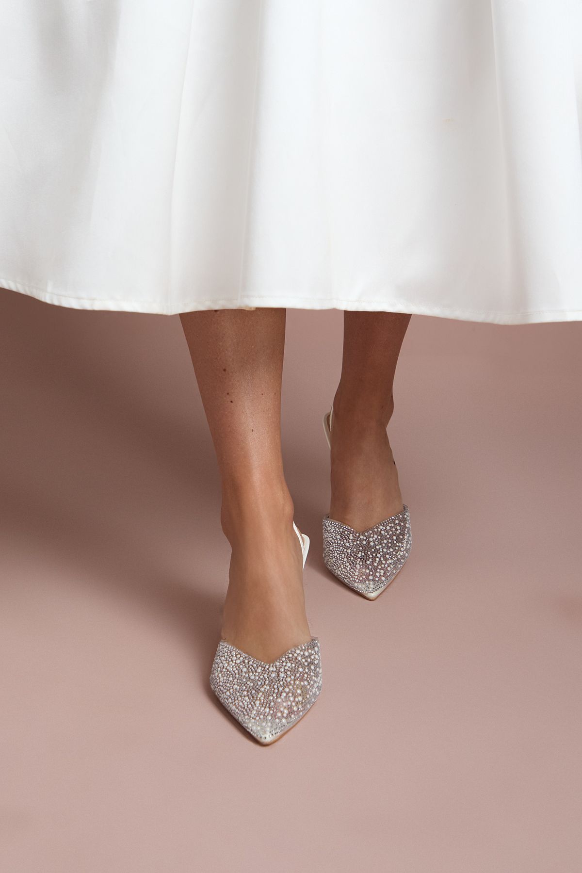 Coast Bridal Tilly Diamante And Pearl Sling Back Pointed Court Shoes