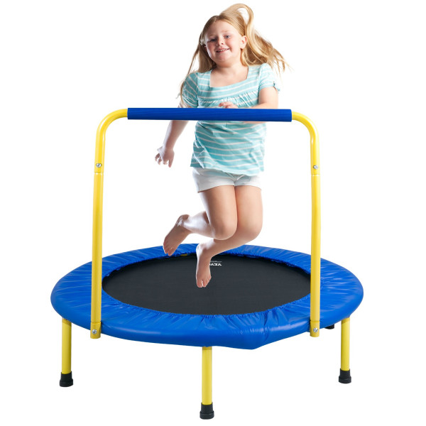 Trampolina domowa do ćwiczeń z poręczą dla dorosłych i dzieci 91 cm