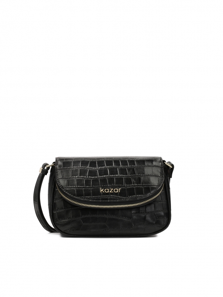 Black belt handbag with flap pocket