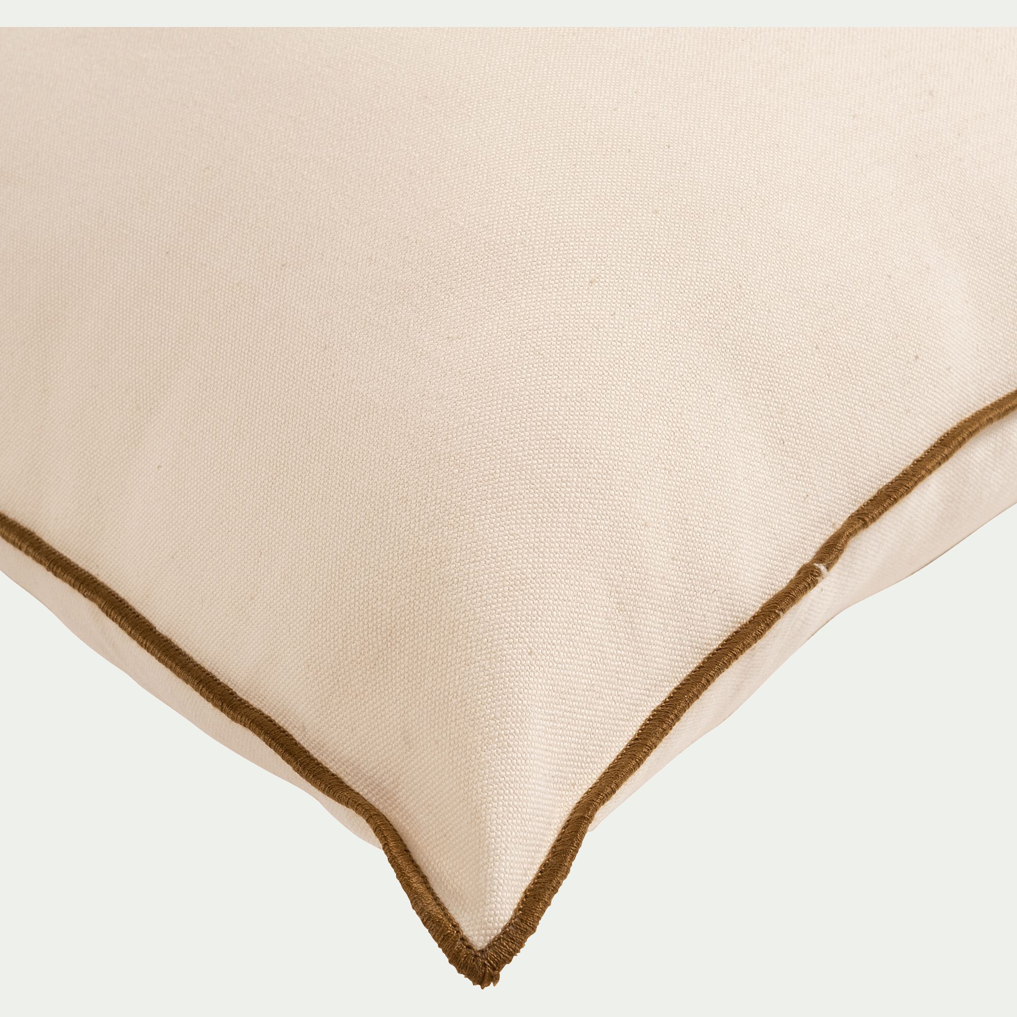 OFIR - Coussin à liseré en coton - beige 45x45cm