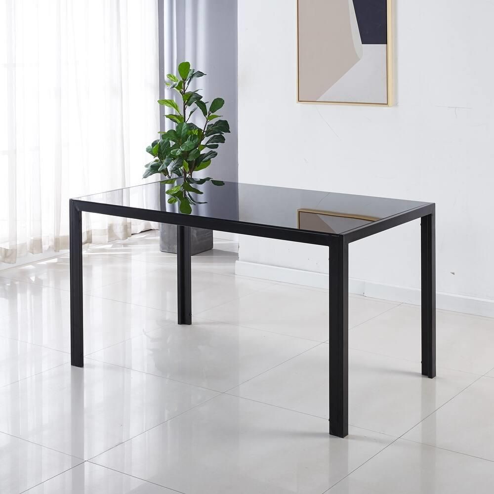 KOSY KOALA Dining Table Set With 6 Black Tufted Velvet Chairs Dining Furniture