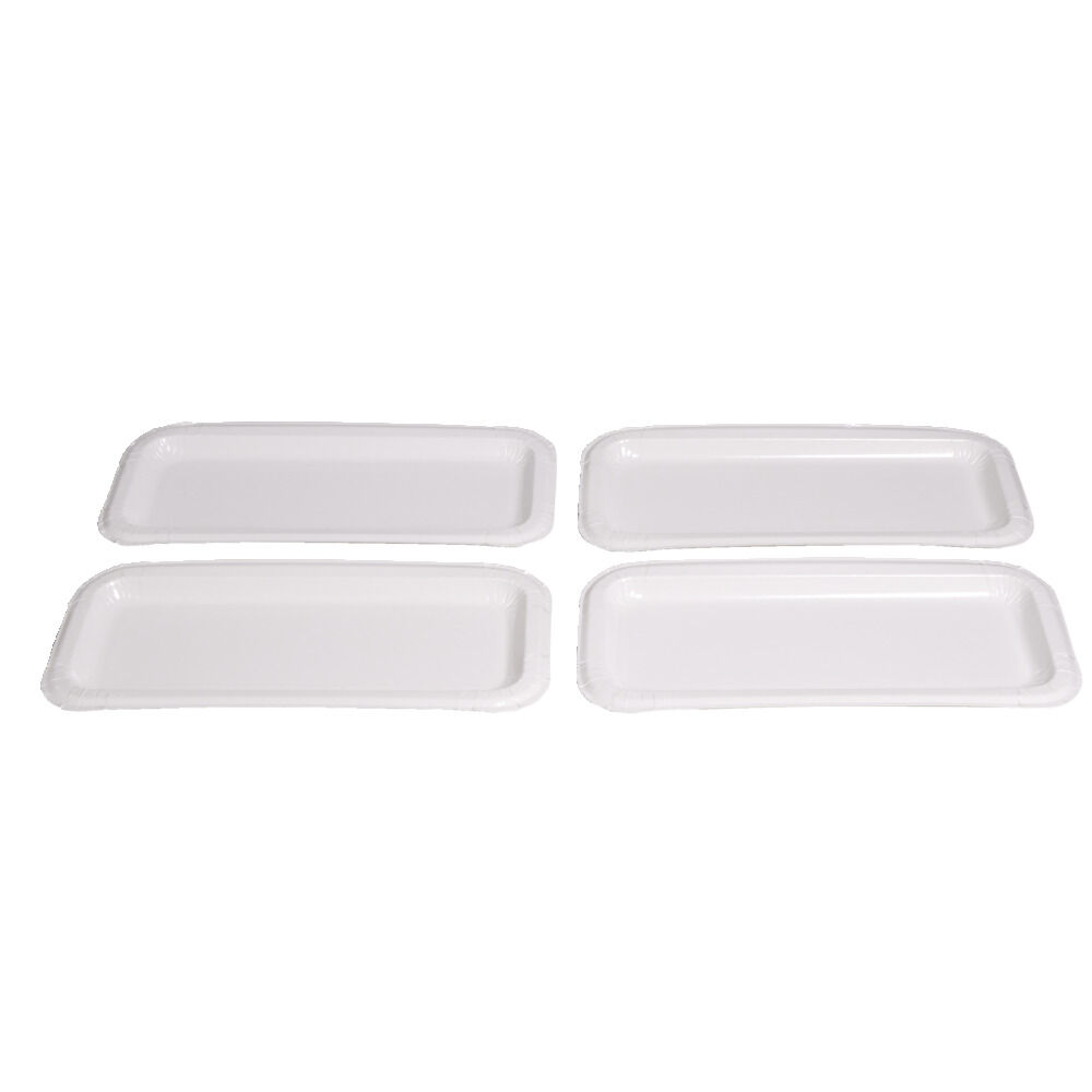 Plat à cake x4 en carton blanc 15,5x34cm