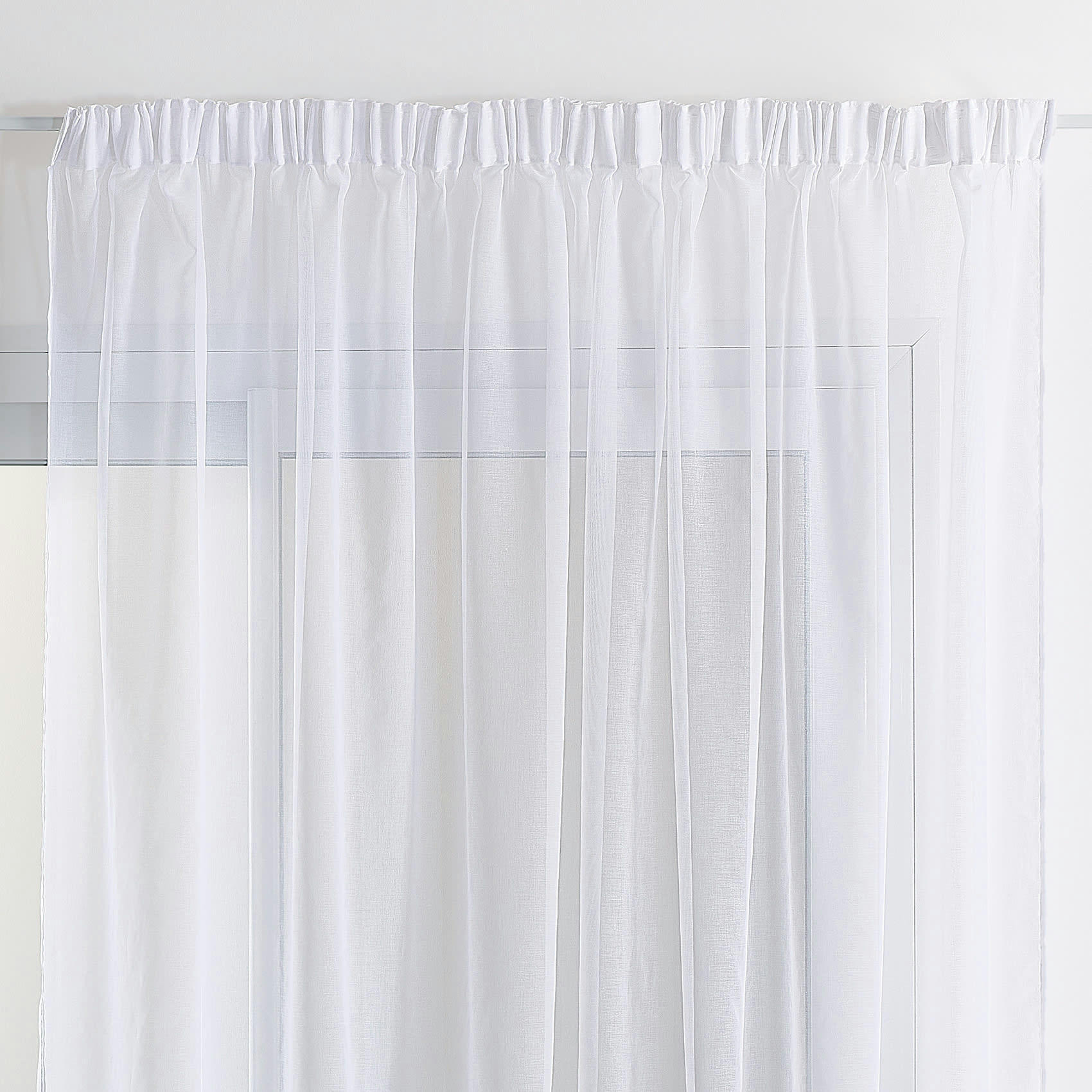 - Voilage base tissée finition galon fronceur polyester blanc 240x240 cm