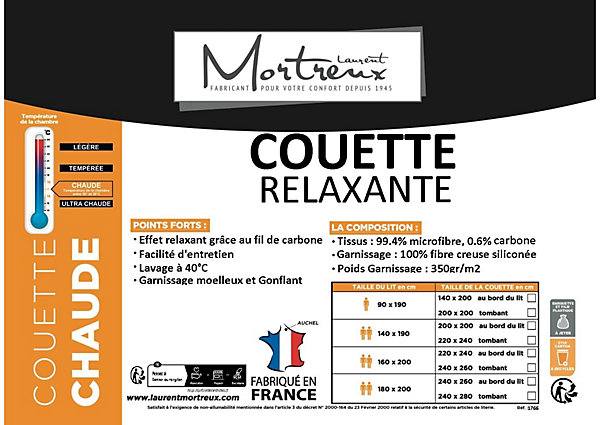 Couette chaude Relaxante - 2 personnes 220 x 240 - Spécial Hiver - MORTREUX
